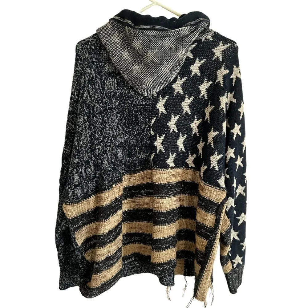 Easel Los Angeles - Women's Small Stripped Stars Hoodie Sweater - Picture 3 of 4